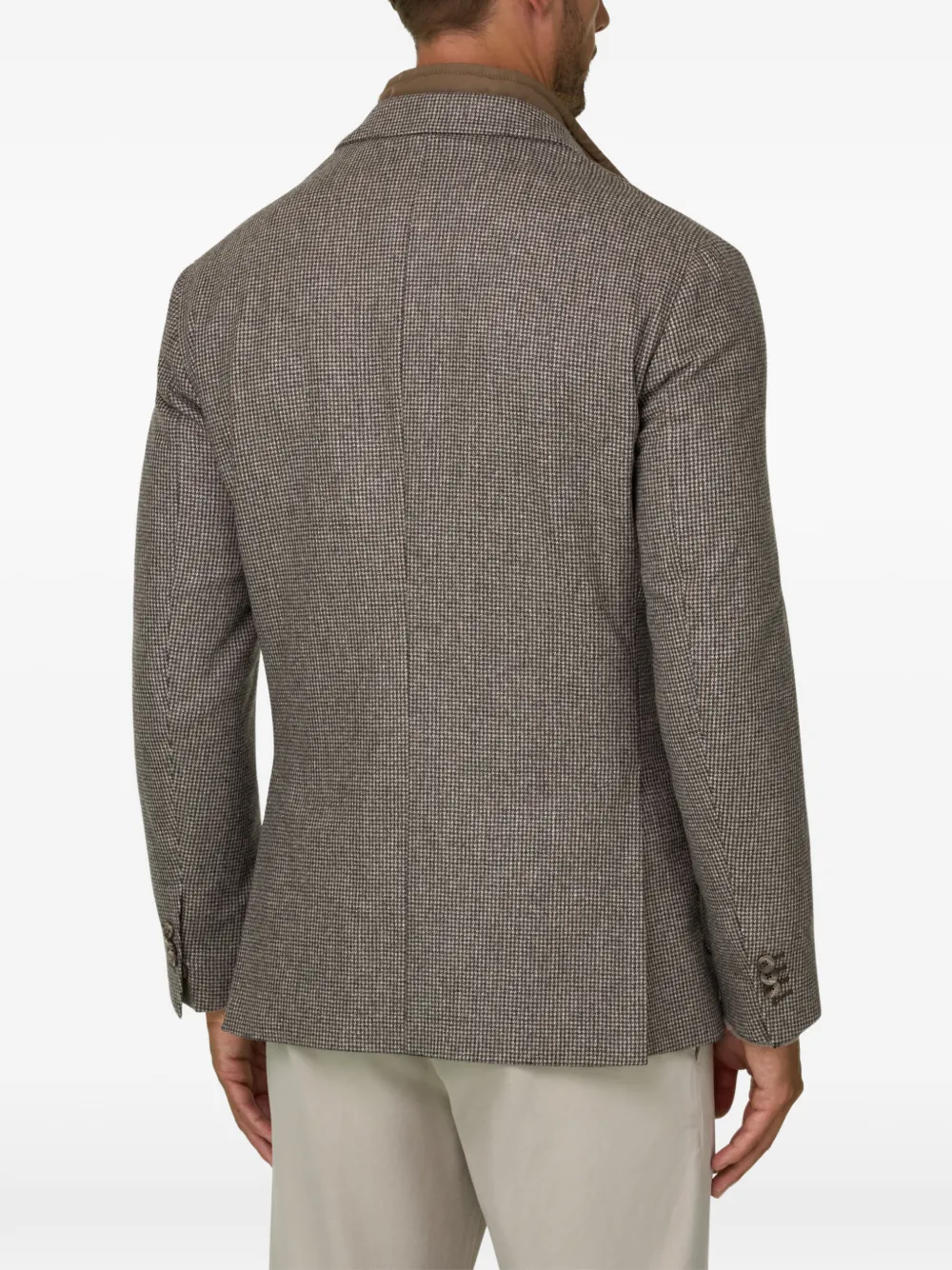 Boggi Milano blazer houndstooth wool flannel Bruin