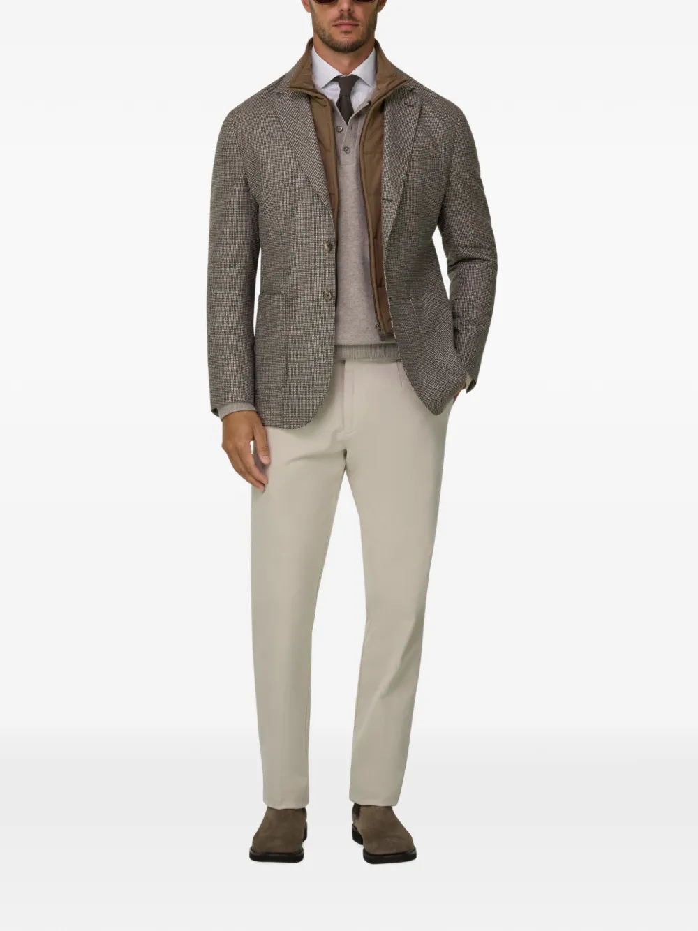 Boggi Milano blazer houndstooth wool flannel Bruin