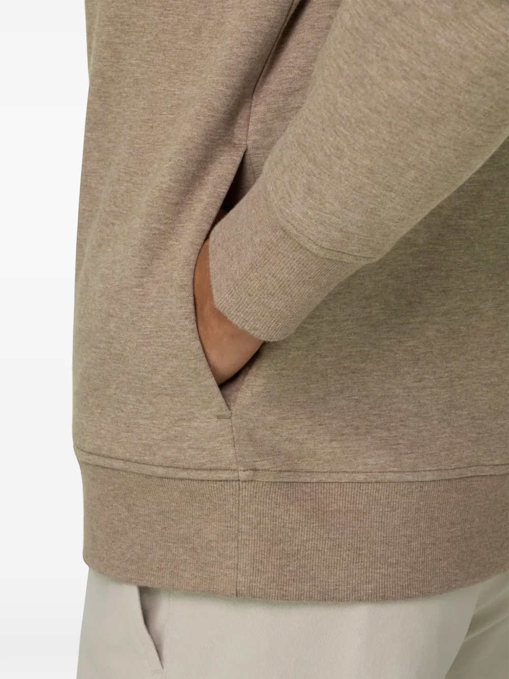Boggi Milano quarter-zip sweatshirt in cotton blend scuba mélange Beige