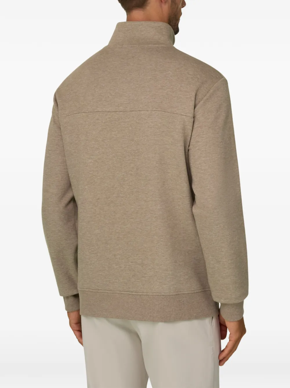 Boggi Milano quarter-zip sweatshirt in cotton blend scuba mélange Beige