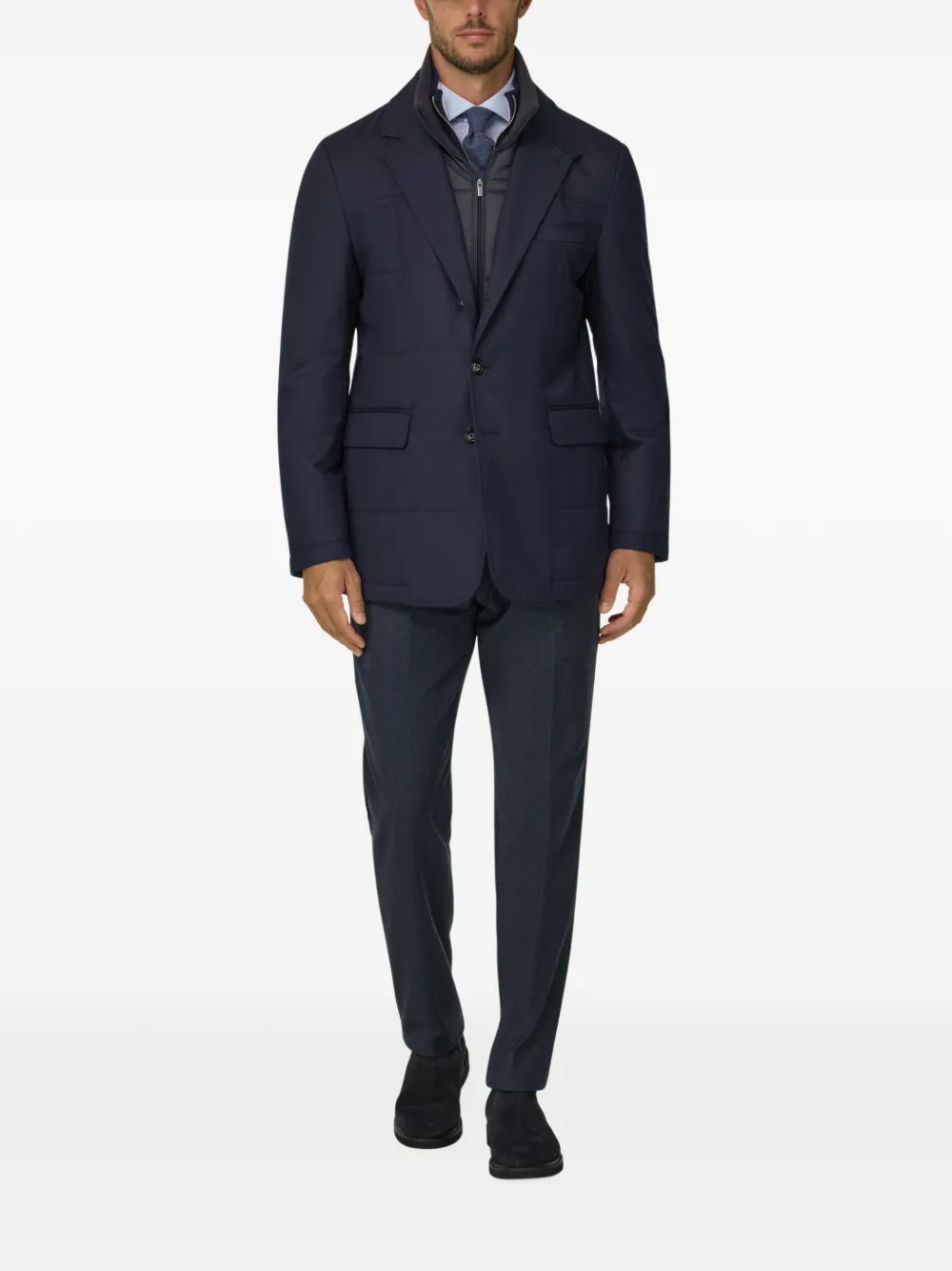 Boggi Milano Wollen mélange jack Blauw