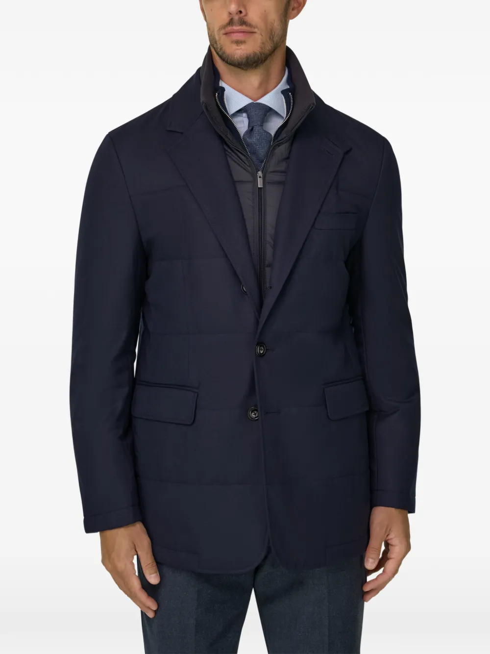 Boggi Milano Wollen mélange jack Blauw