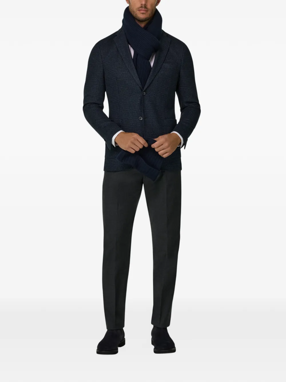 Boggi Milano B Jersey blazer van katoenblend met micro-patroon Blauw
