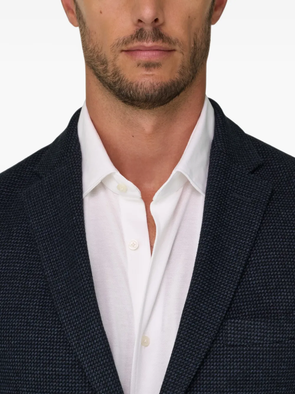 Boggi Milano B Jersey blazer van katoenblend met micro-patroon Blauw