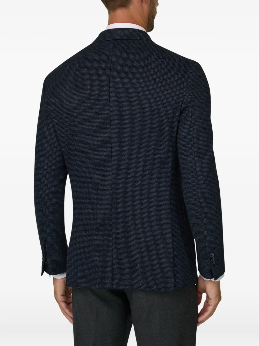 Boggi Milano B Jersey blazer van katoenblend met micro-patroon Blauw