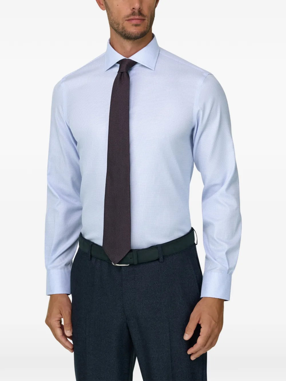 Boggi Milano Slim-fit katoenen overhemd Blauw