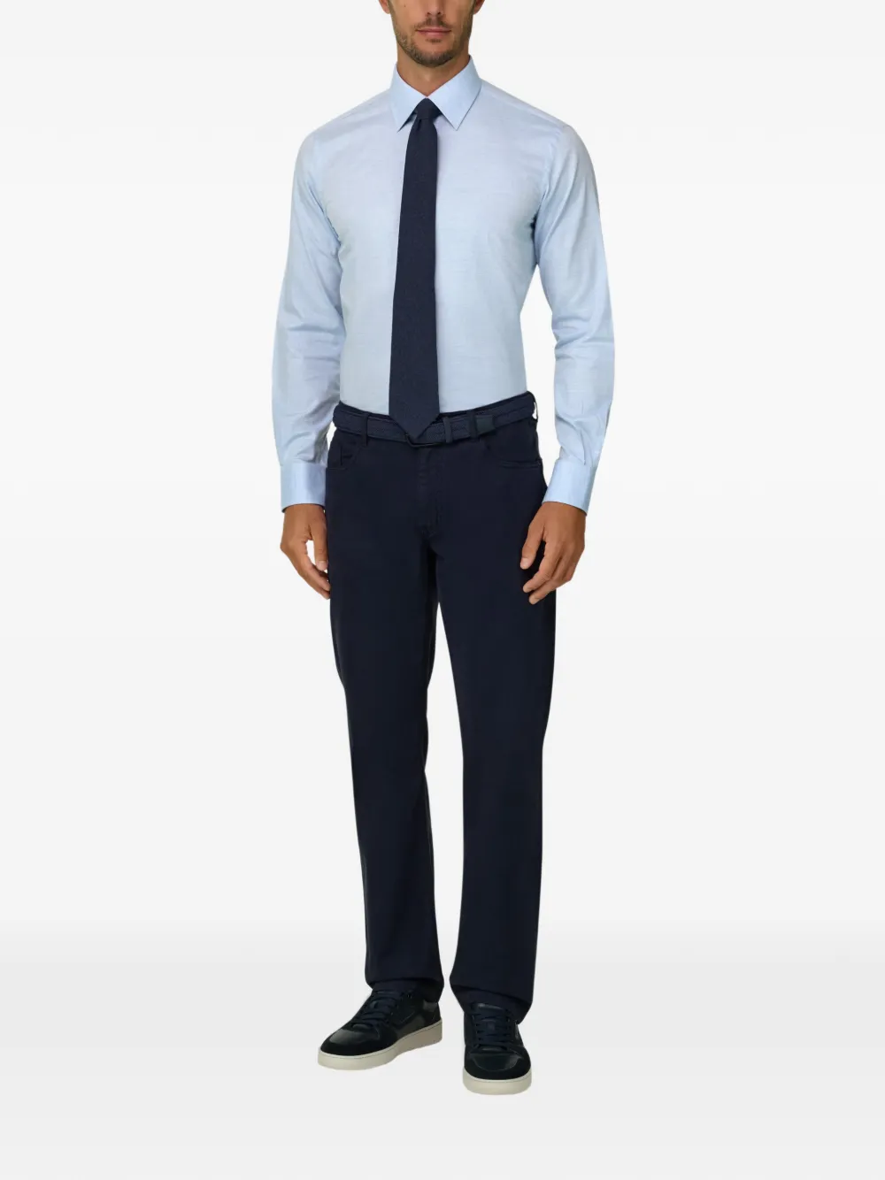 Boggi Milano Regular-fit overhemd van katoenen twill Blauw