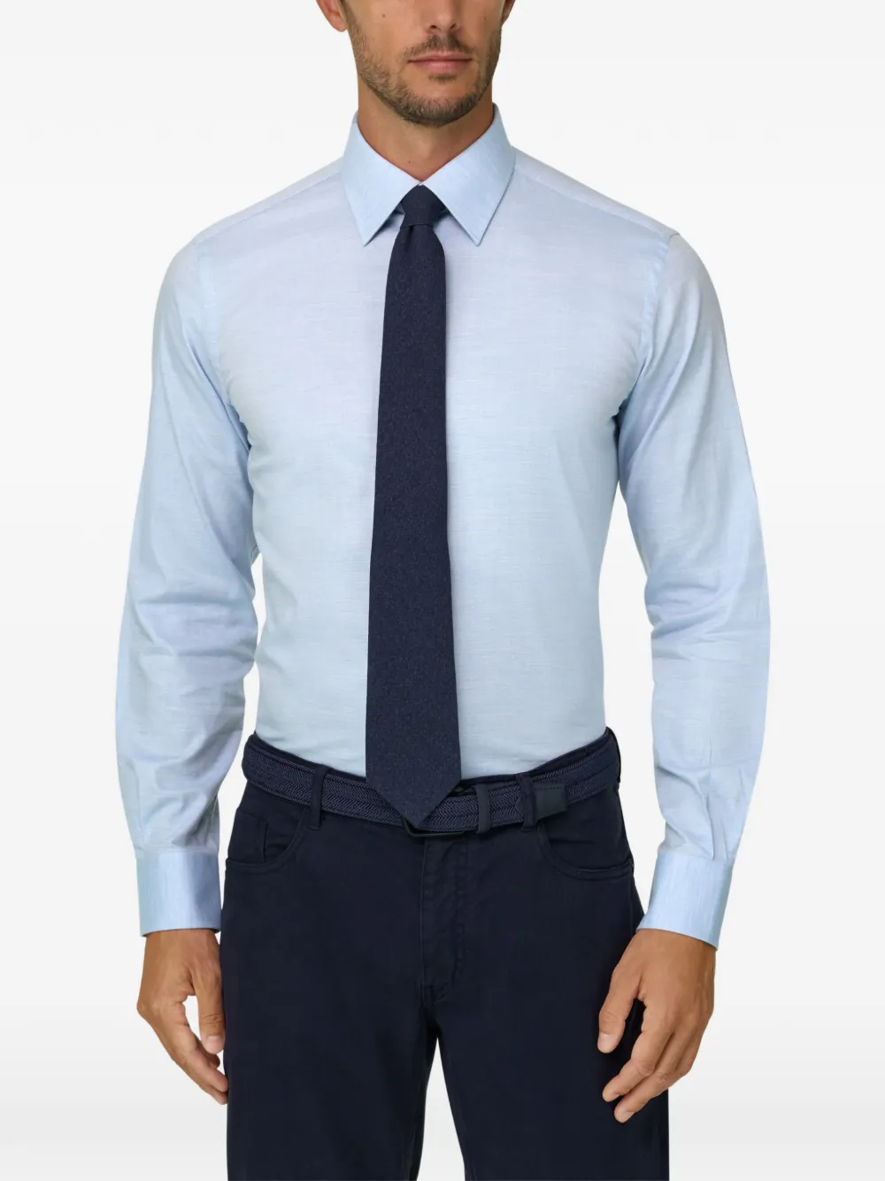 Boggi Milano Regular-fit overhemd van katoenen twill Blauw