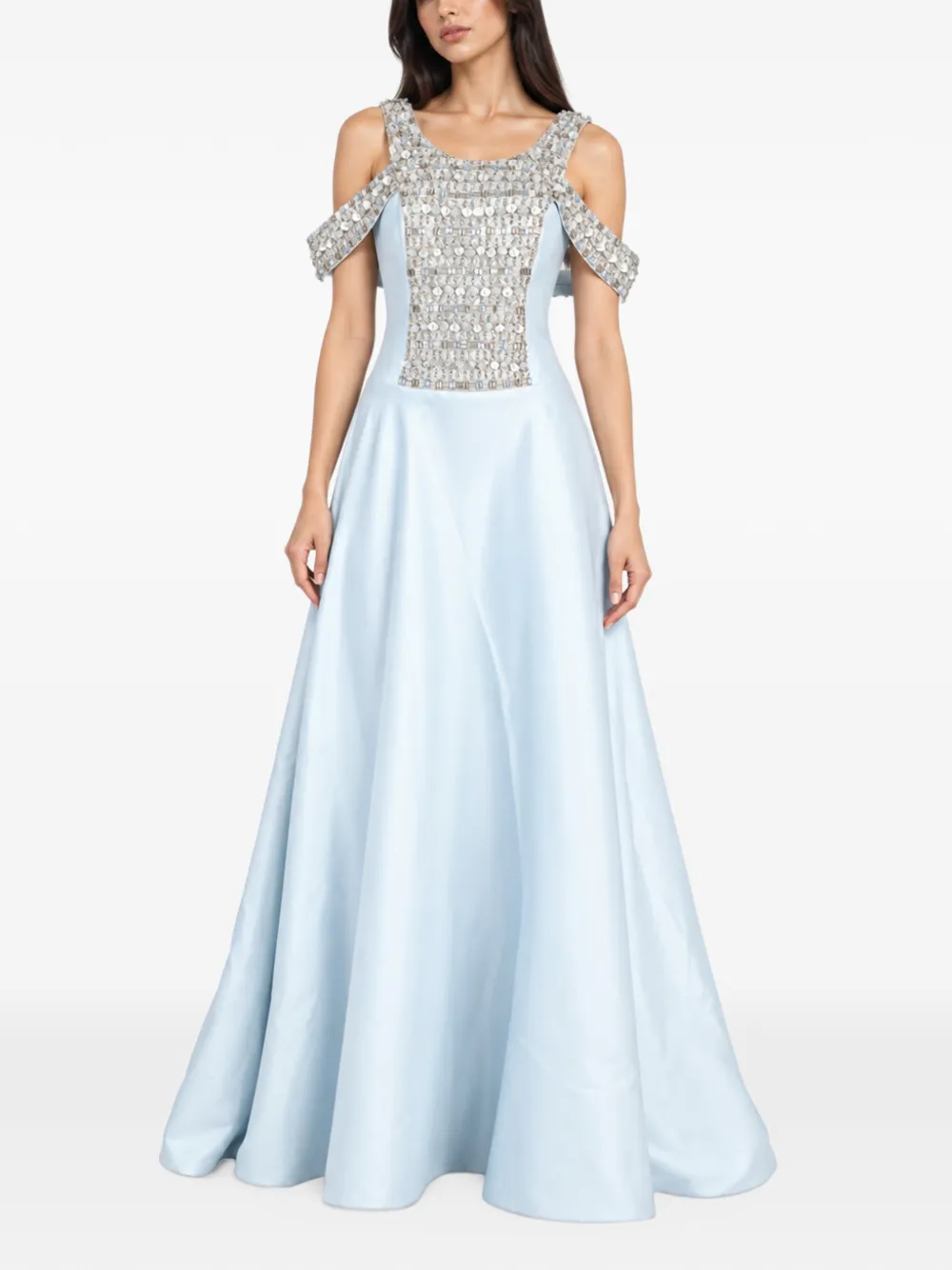 Loodyana embellished cold-shoulder maxi dress
