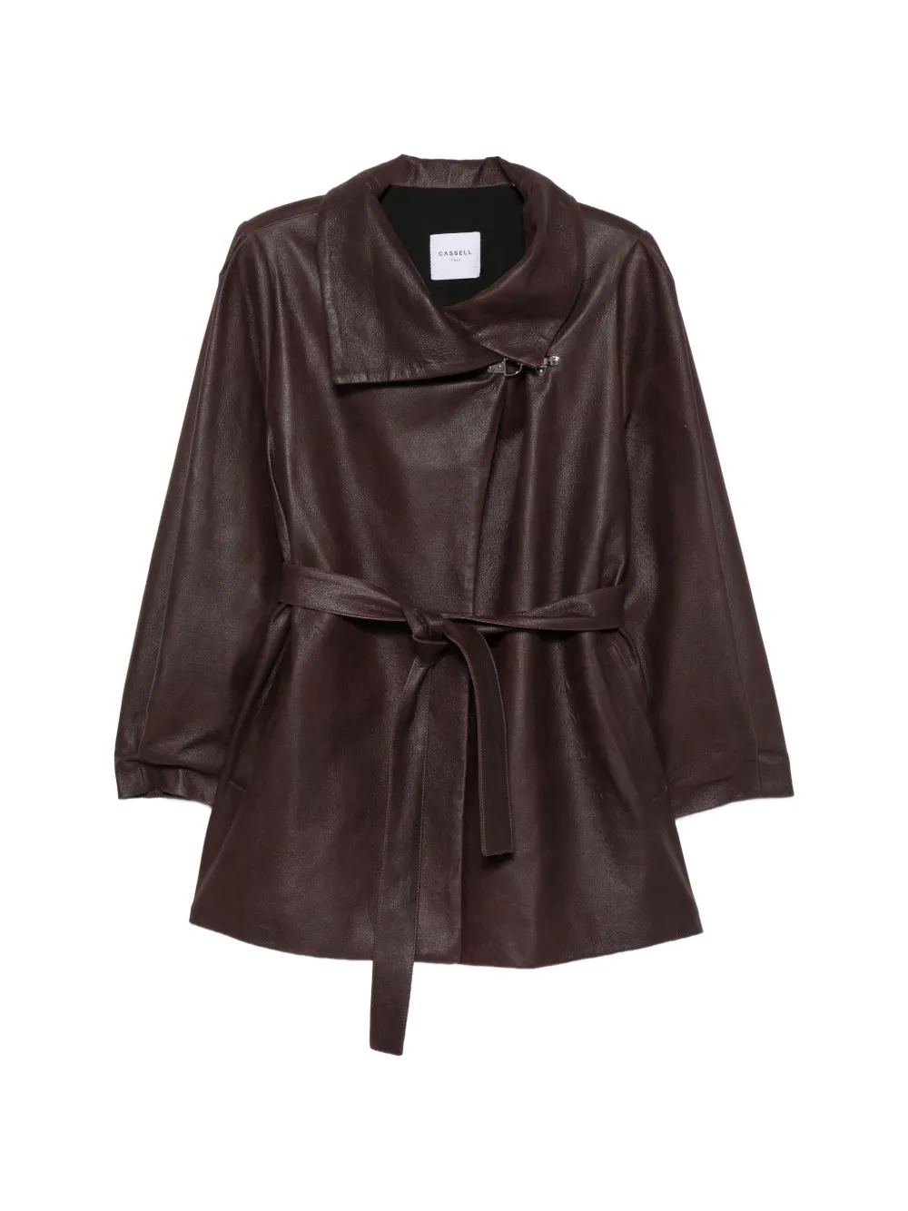 Cassell belted leather jacket - Braun