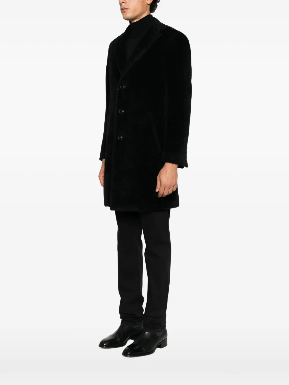 Canali single-breasted notched-lapel coat Zwart