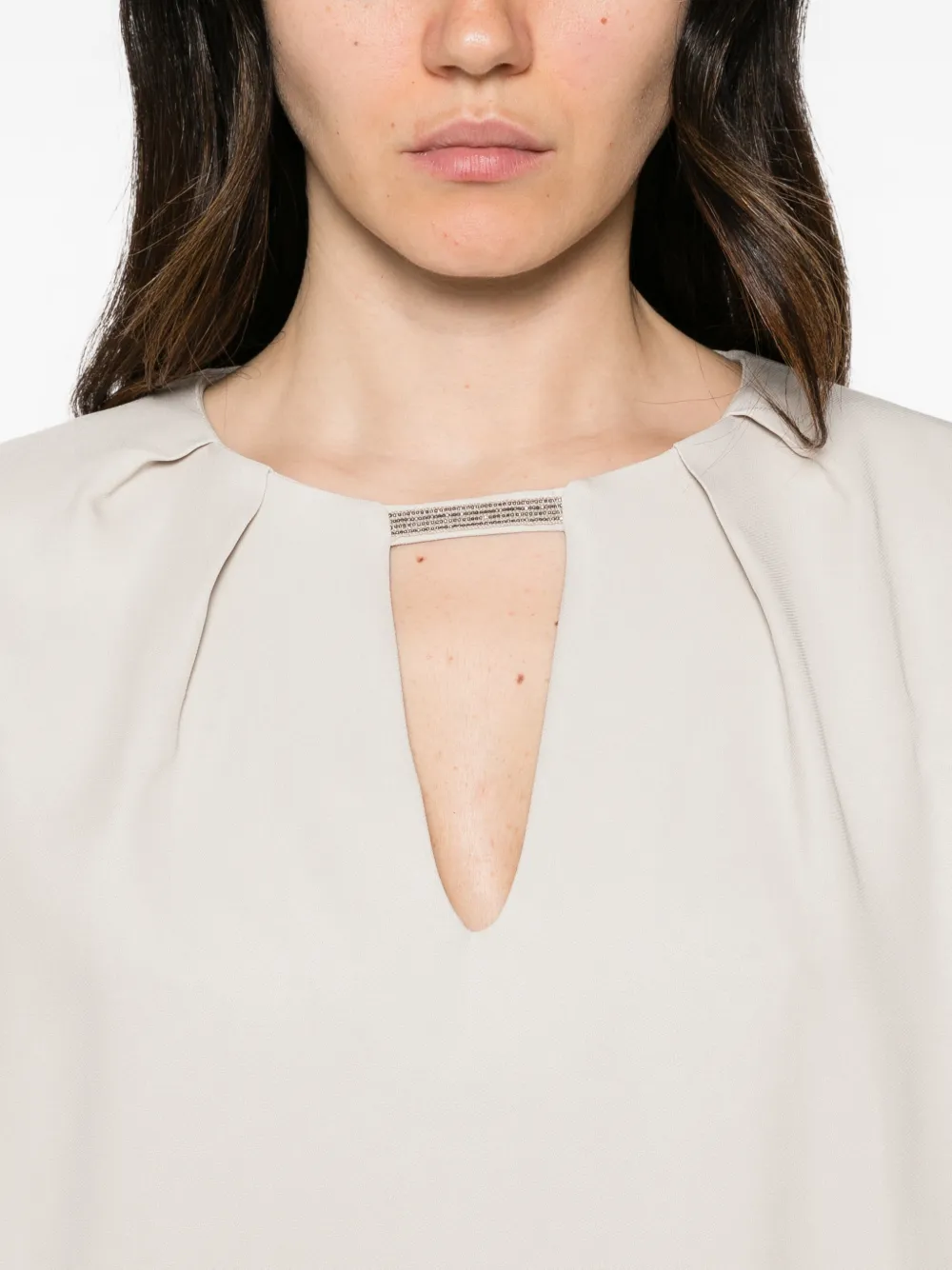 Antonelli Lidia cut-out pleated-detail dress Grijs