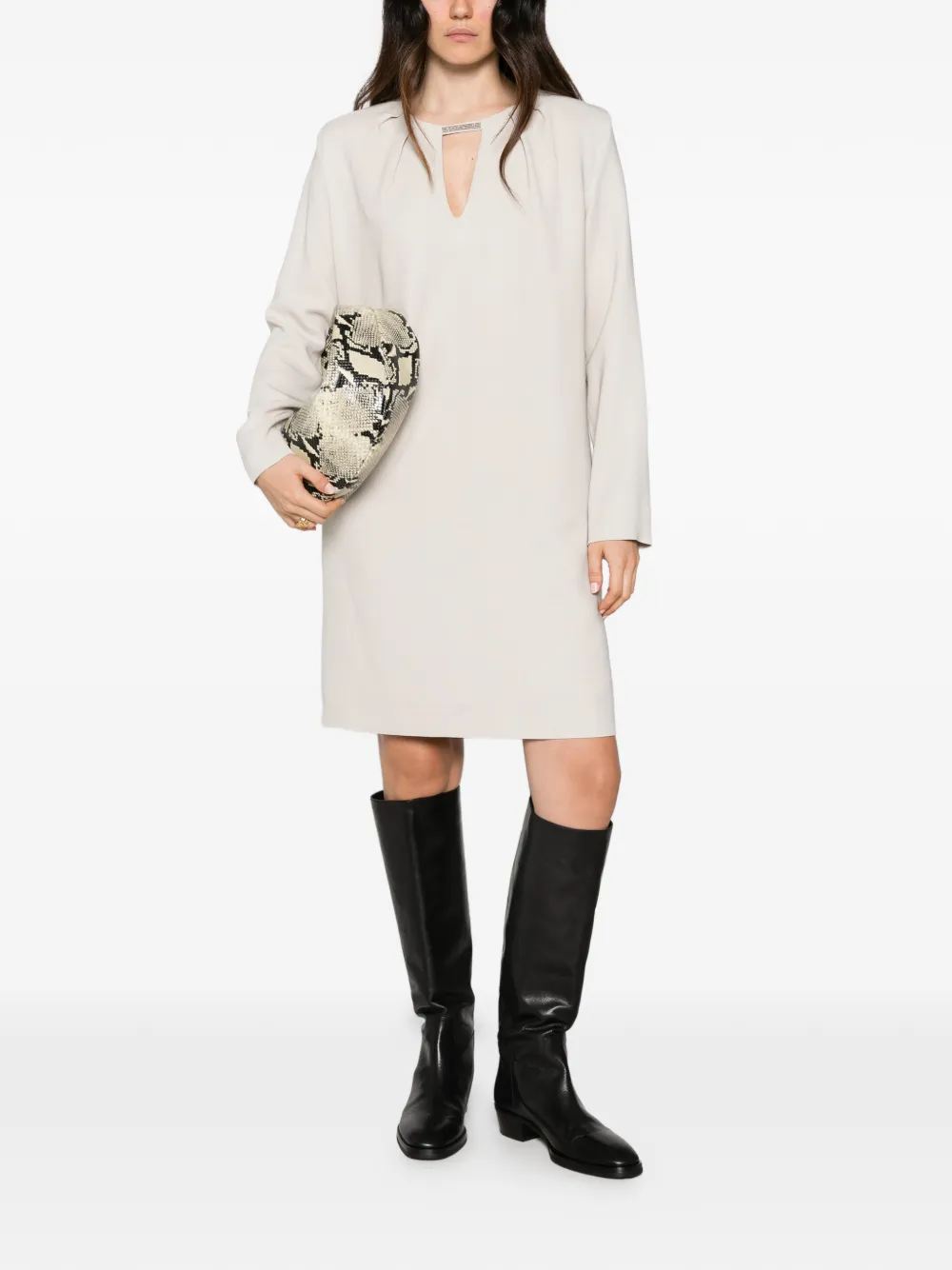 Antonelli Lidia cut-out pleated-detail dress Grijs