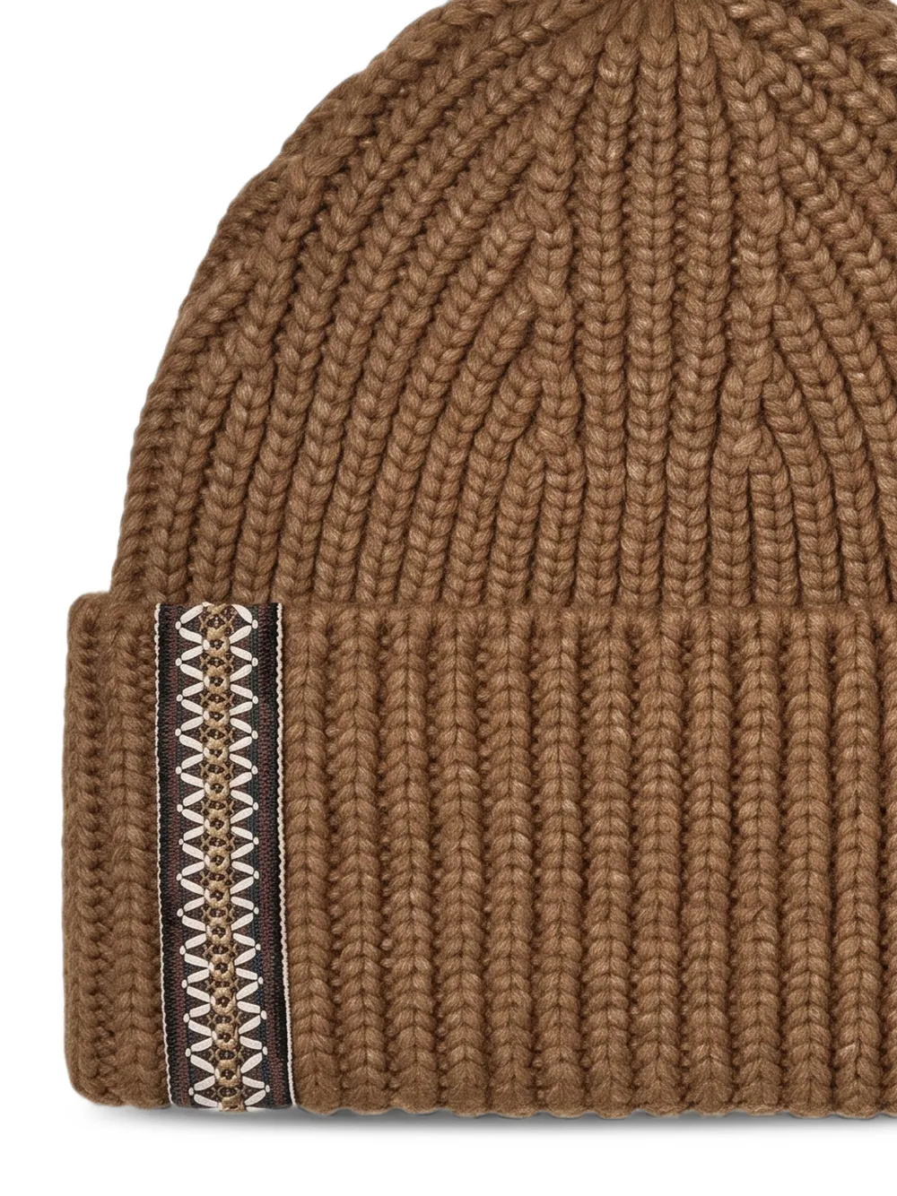 UGG ribbed-knit embroidered-trim beanie hat Bruin