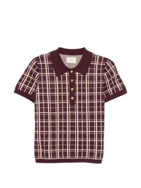 Gant check-knit polo shirt