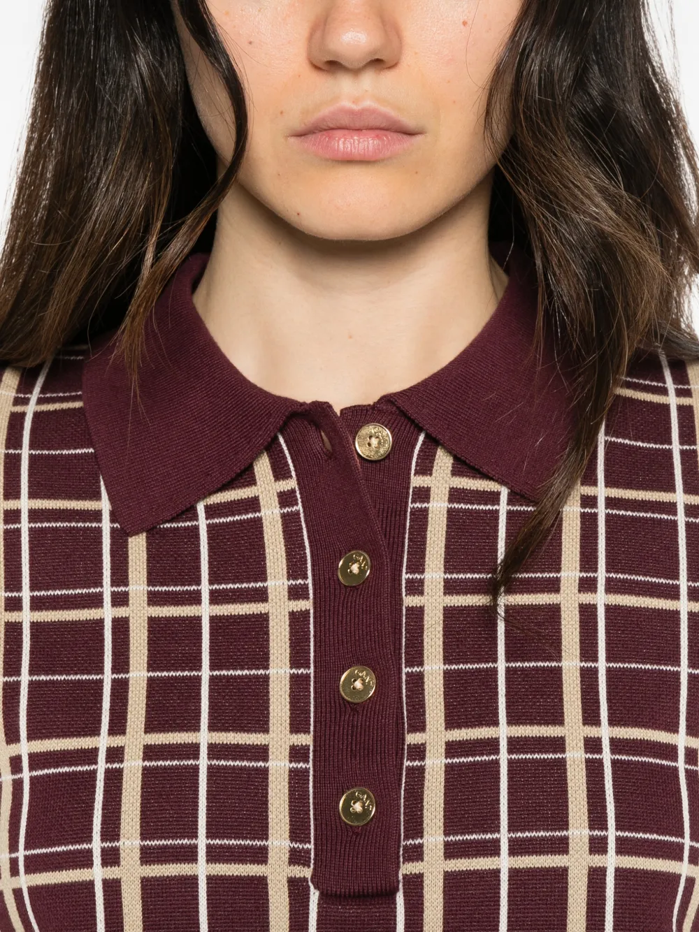 Gant check-knit polo shirt Rood