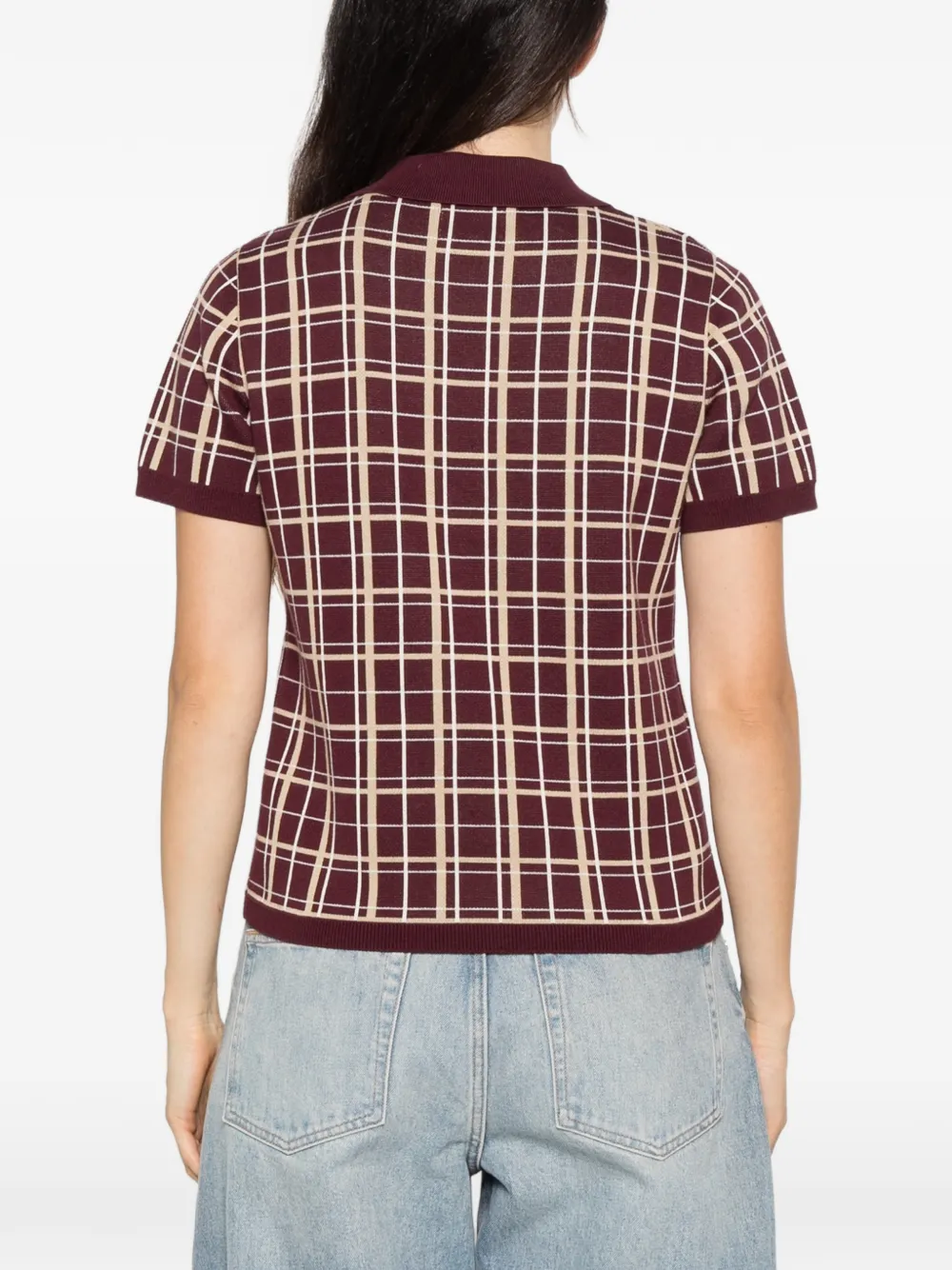Gant check-knit polo shirt Rood