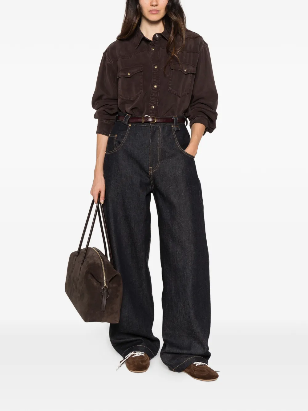 Gant western-style press-stud shirt Bruin
