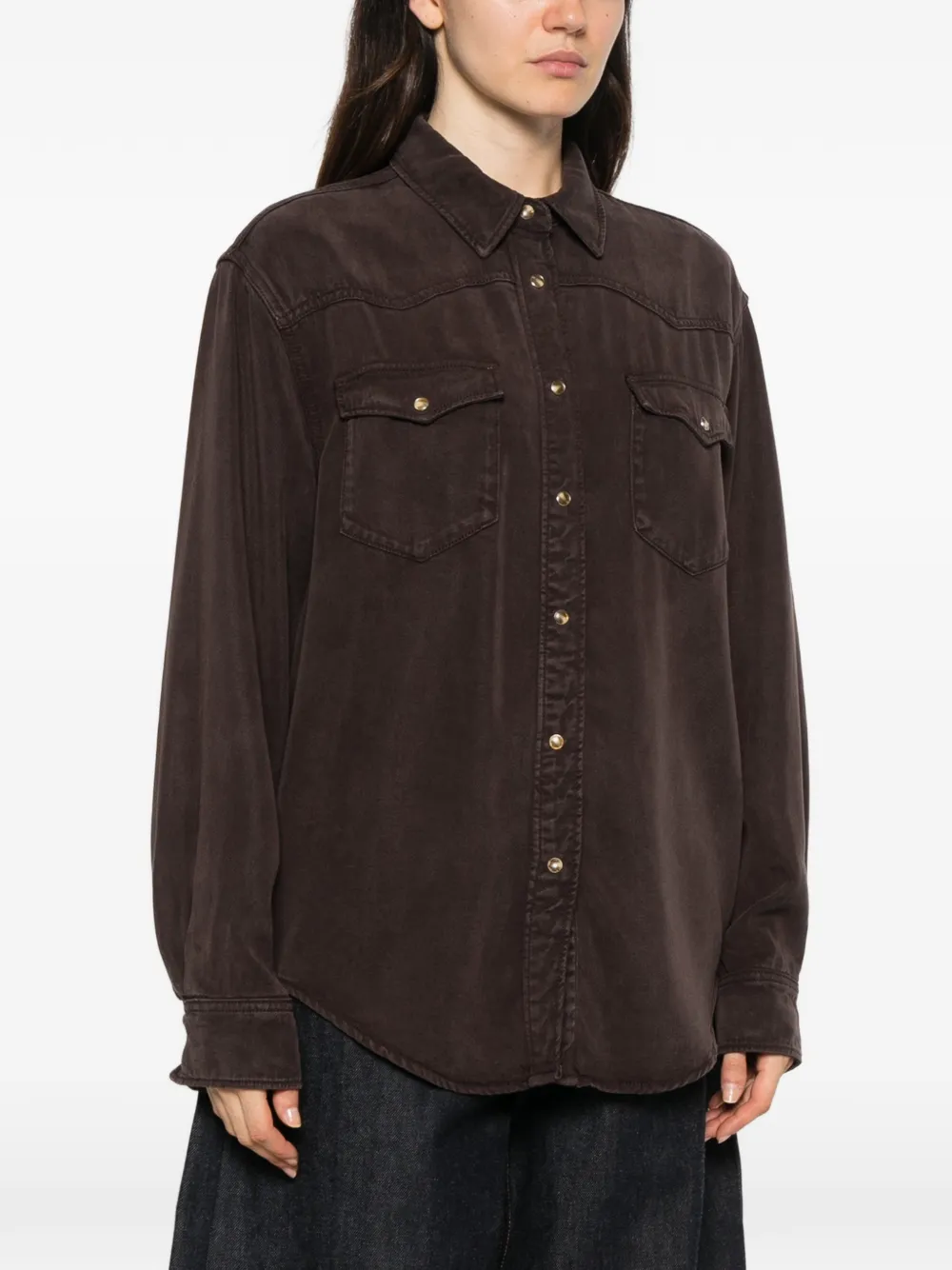 Gant western-style press-stud shirt Bruin