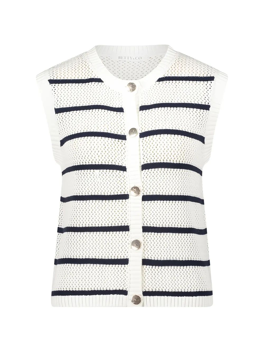 BETTY & CO gilet rayé en maille pointelle - Blanc BETTY & CO gilet rayé en maille pointelle - Blanc