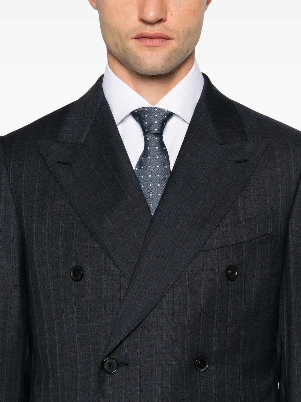 Caruso pinstripe double-breasted suit Blauw