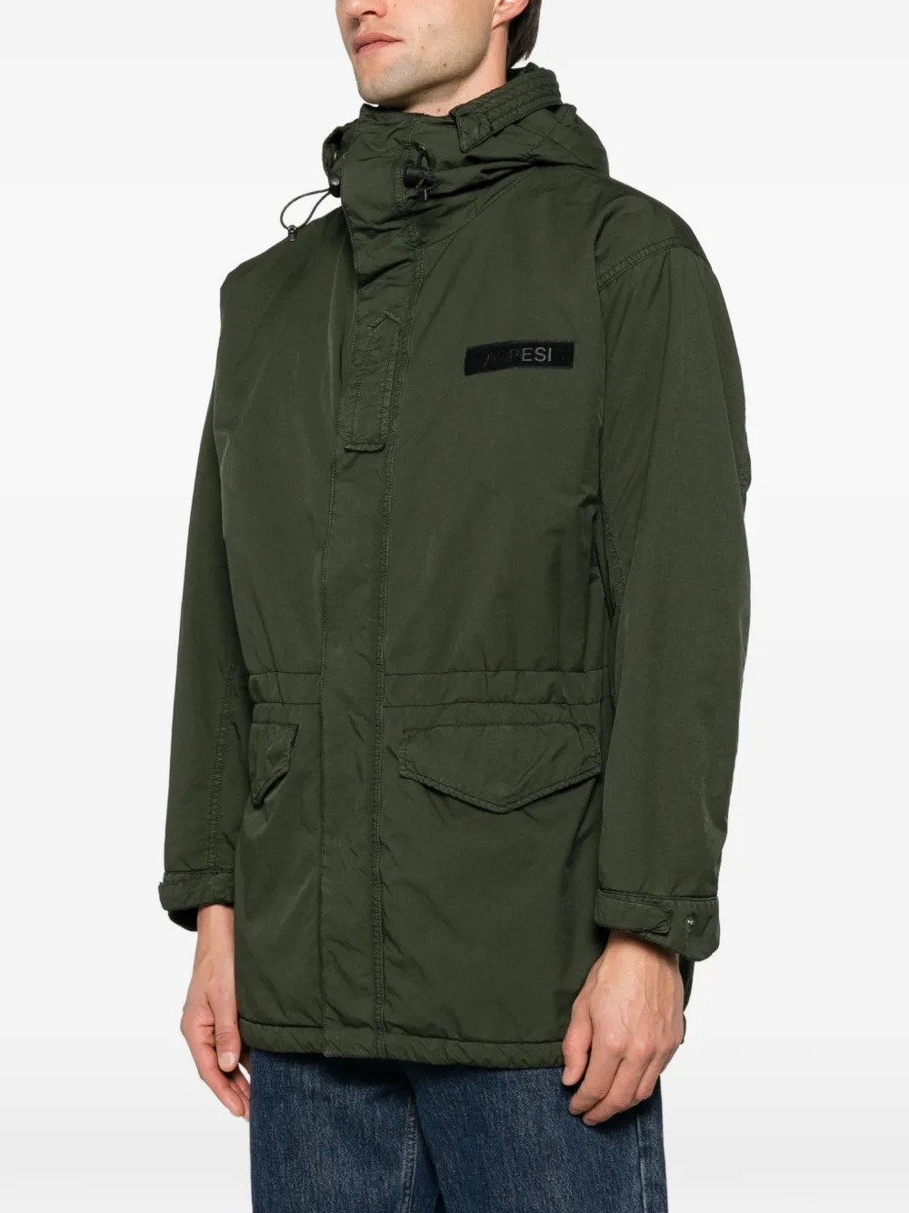 ASPESI Boom Winter hooded logo-patch coat Groen
