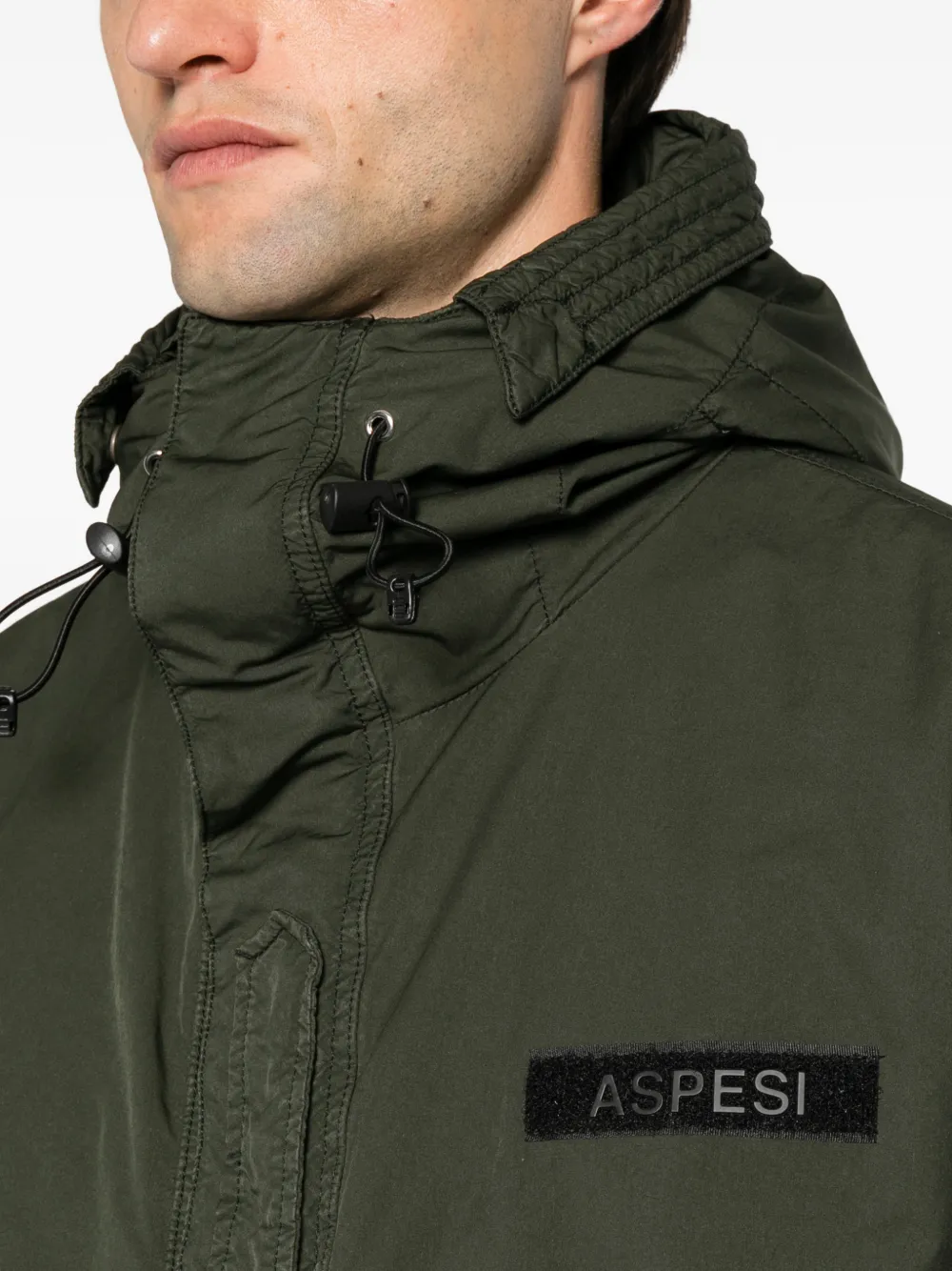 ASPESI Boom Winter hooded logo-patch coat Groen