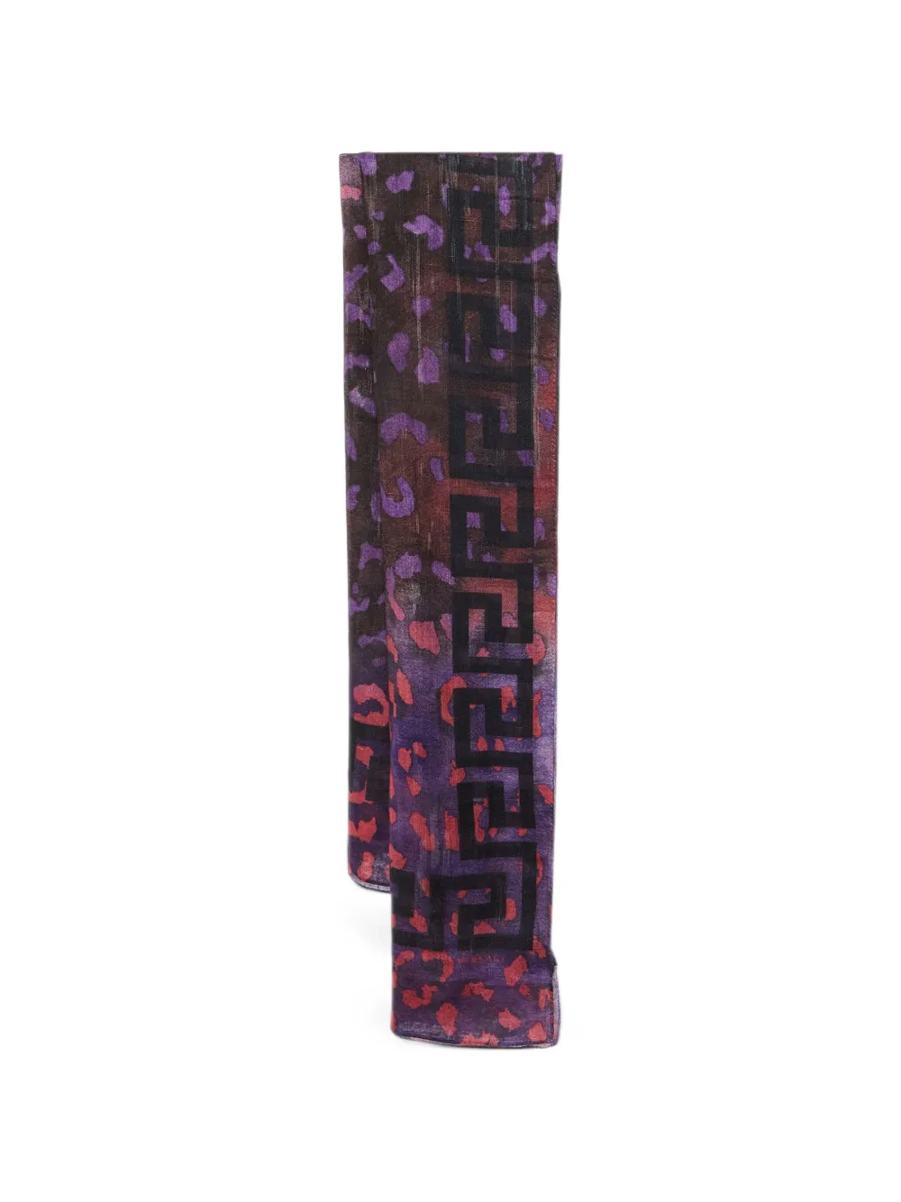 Versace Pre-Owned Grecca leopard-print scarf - Violett