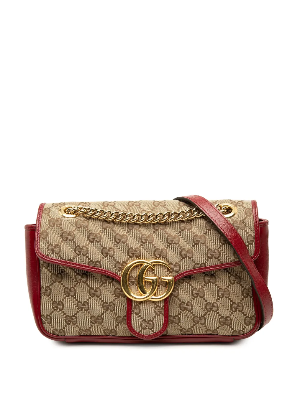 Gucci Pre-Owned 2016-2026 Medium GG Marmont Matelasse Diagonal GG Canvas and Leather shoulder bag - Nude