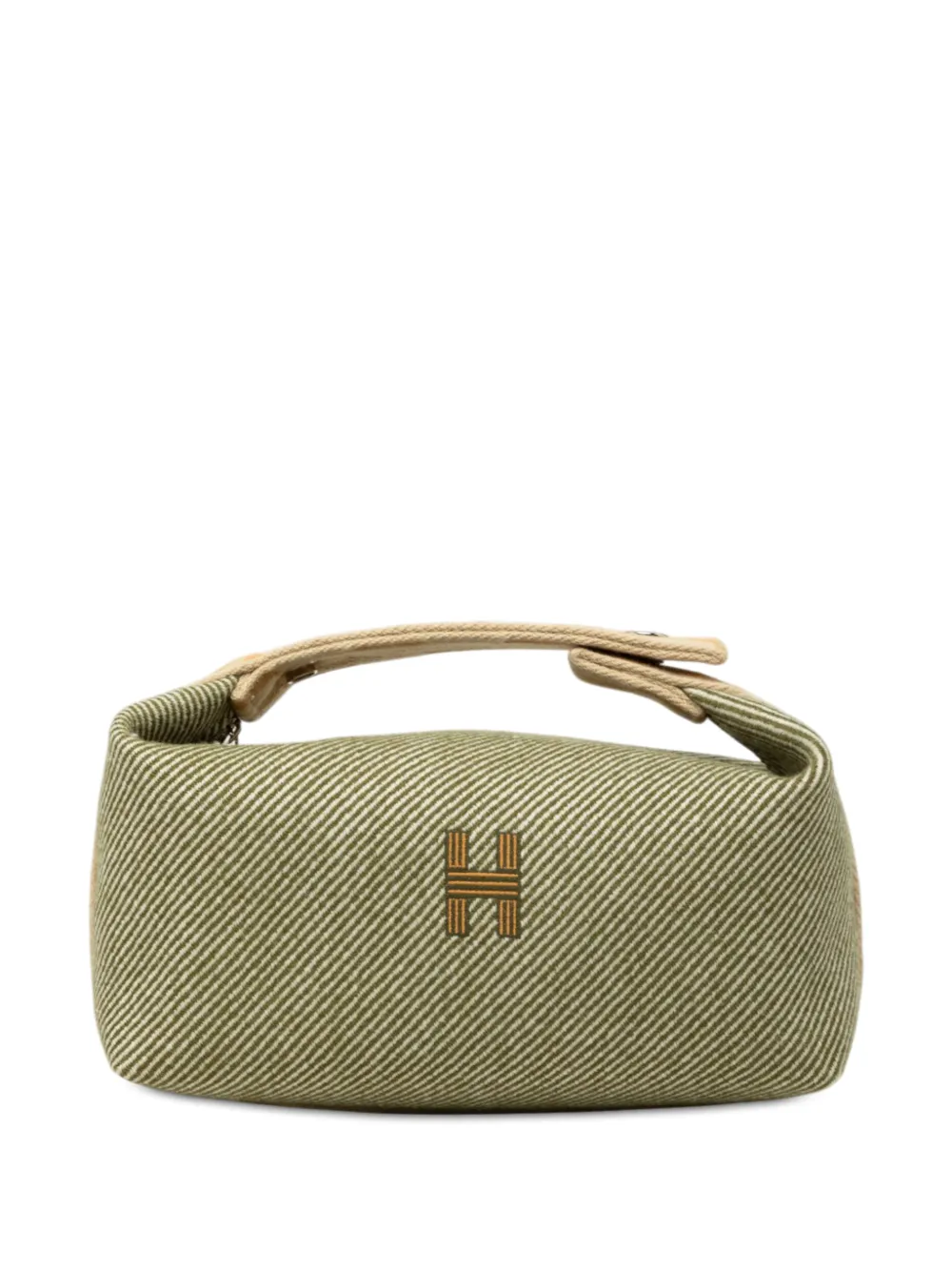 Hermès Pre-Owned 2010-2026 Small Wool Bride A Brac H Natte Case vanity bag - Green