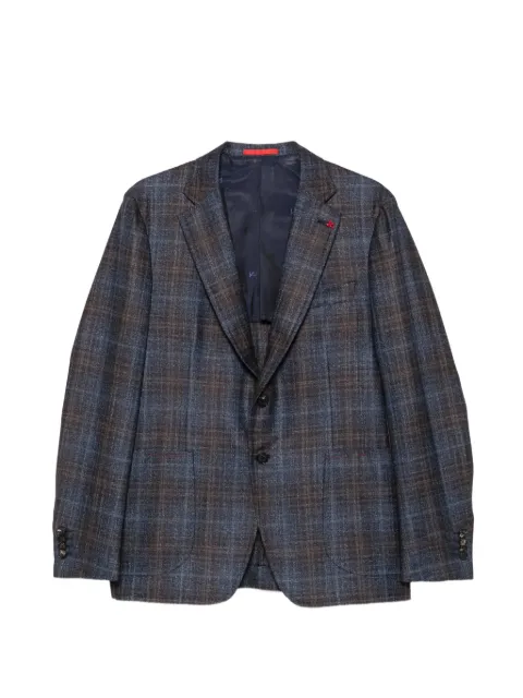 Isaia check-pattern single-breasted blazer