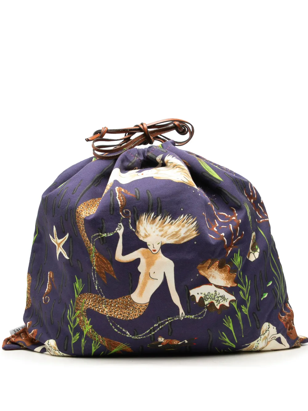 Loewe Pre-Owned 2020 Paula Ibiza Canvas Mermaid Print Drawstring pouch - Blau