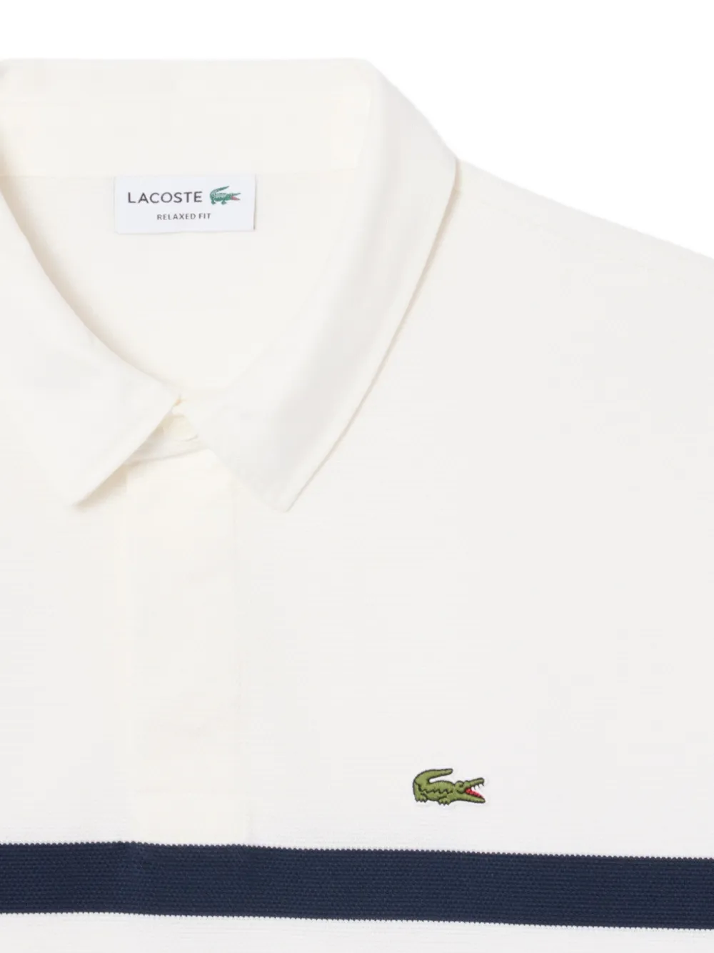 Lacoste relaxed fit striped piqué rugby polo shirt Wit