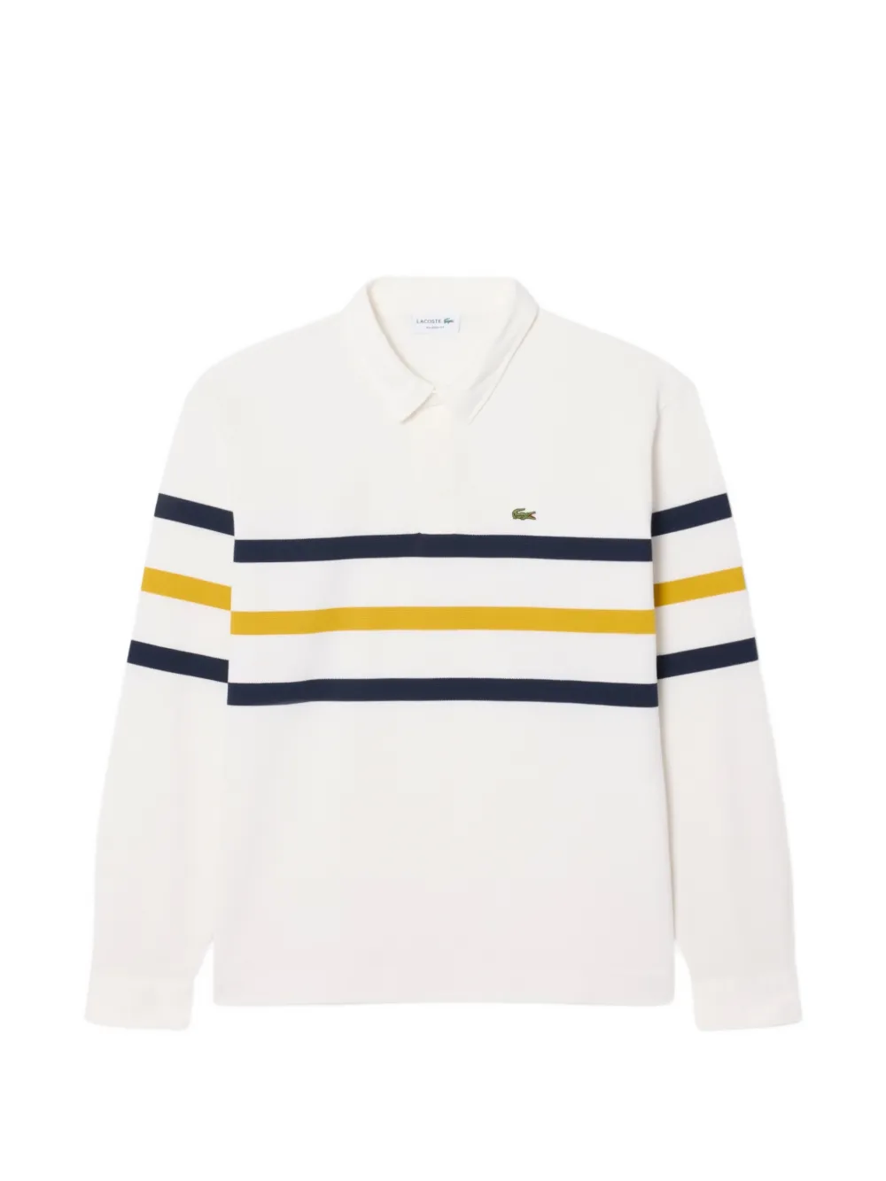 Lacoste relaxed fit striped piqué rugby polo shirt - Bianco