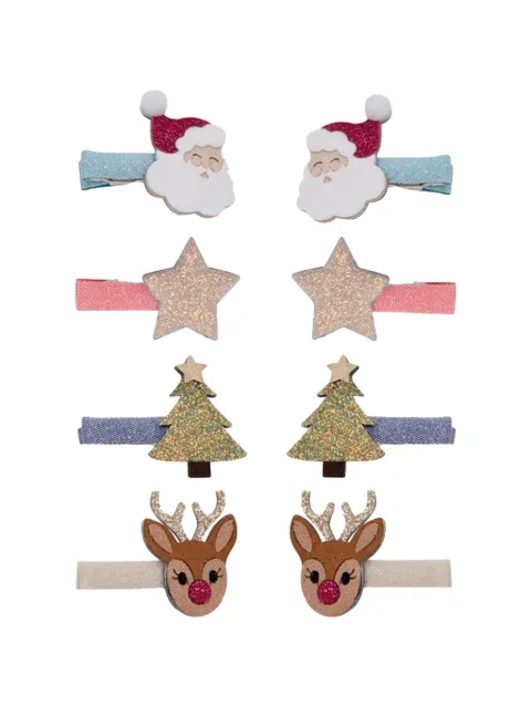 mimi & lula Christmas glitter-embellished hair clips (set of eight)
