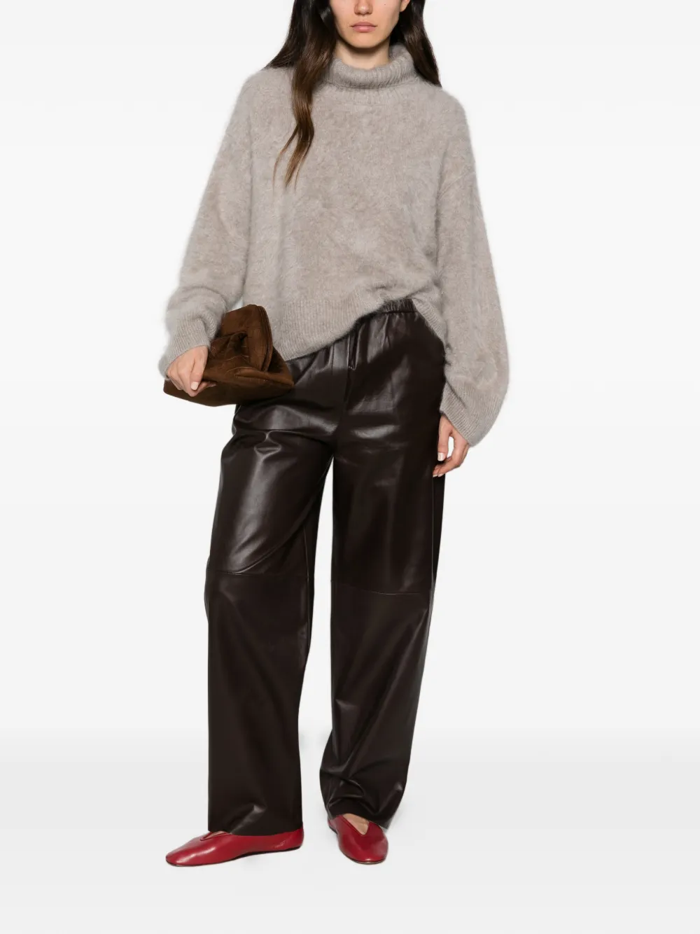 Antonelli elasticated leather trousers Bruin