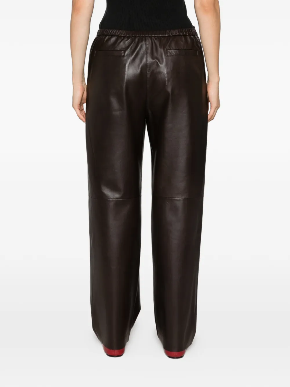 Antonelli elasticated leather trousers Bruin