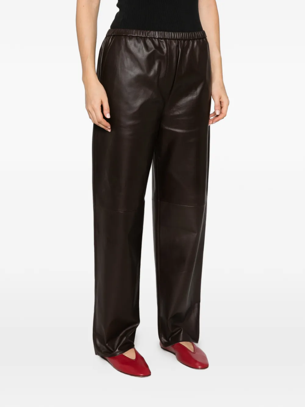 Antonelli elasticated leather trousers Bruin