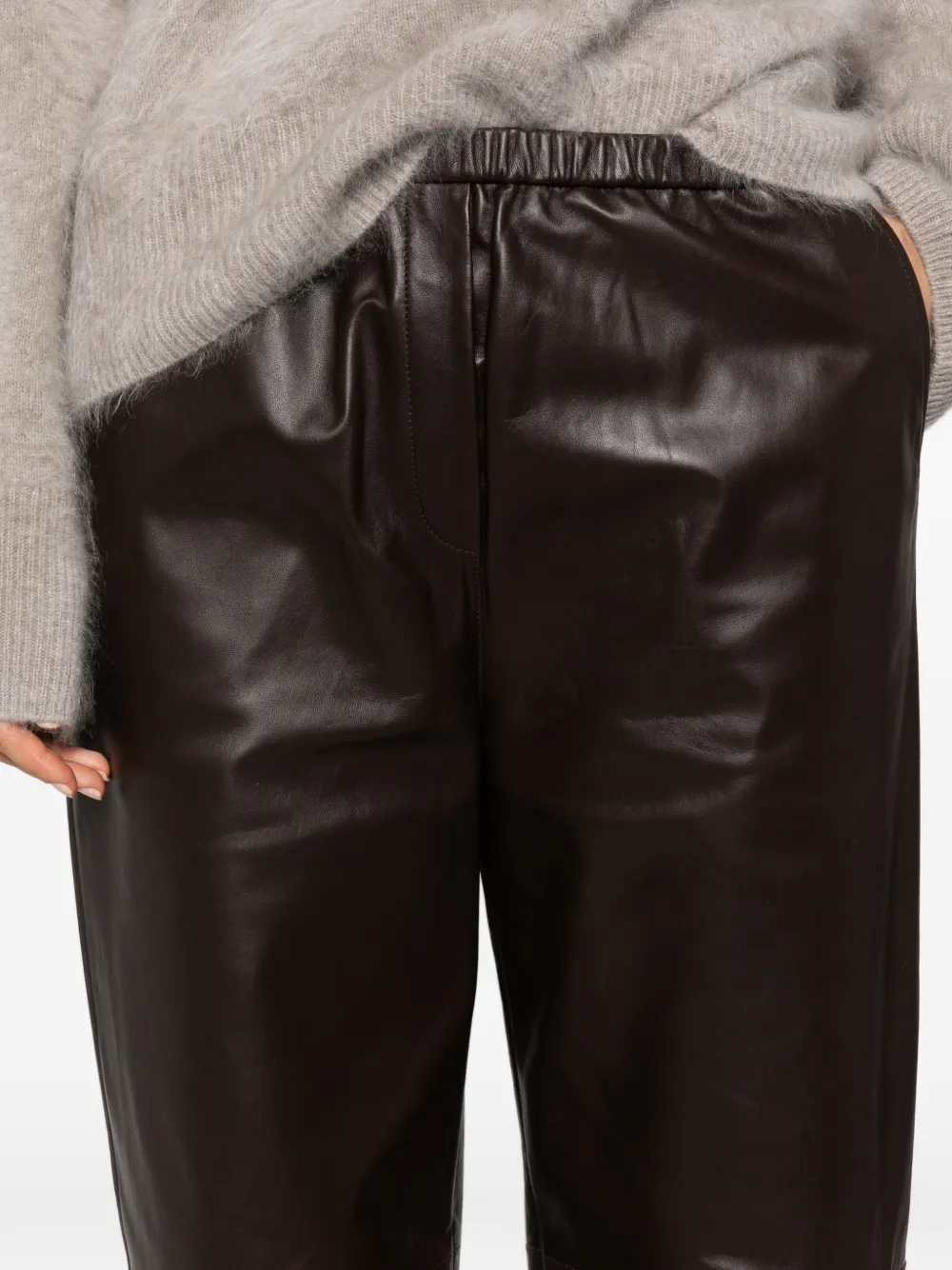 Antonelli elasticated leather trousers Bruin