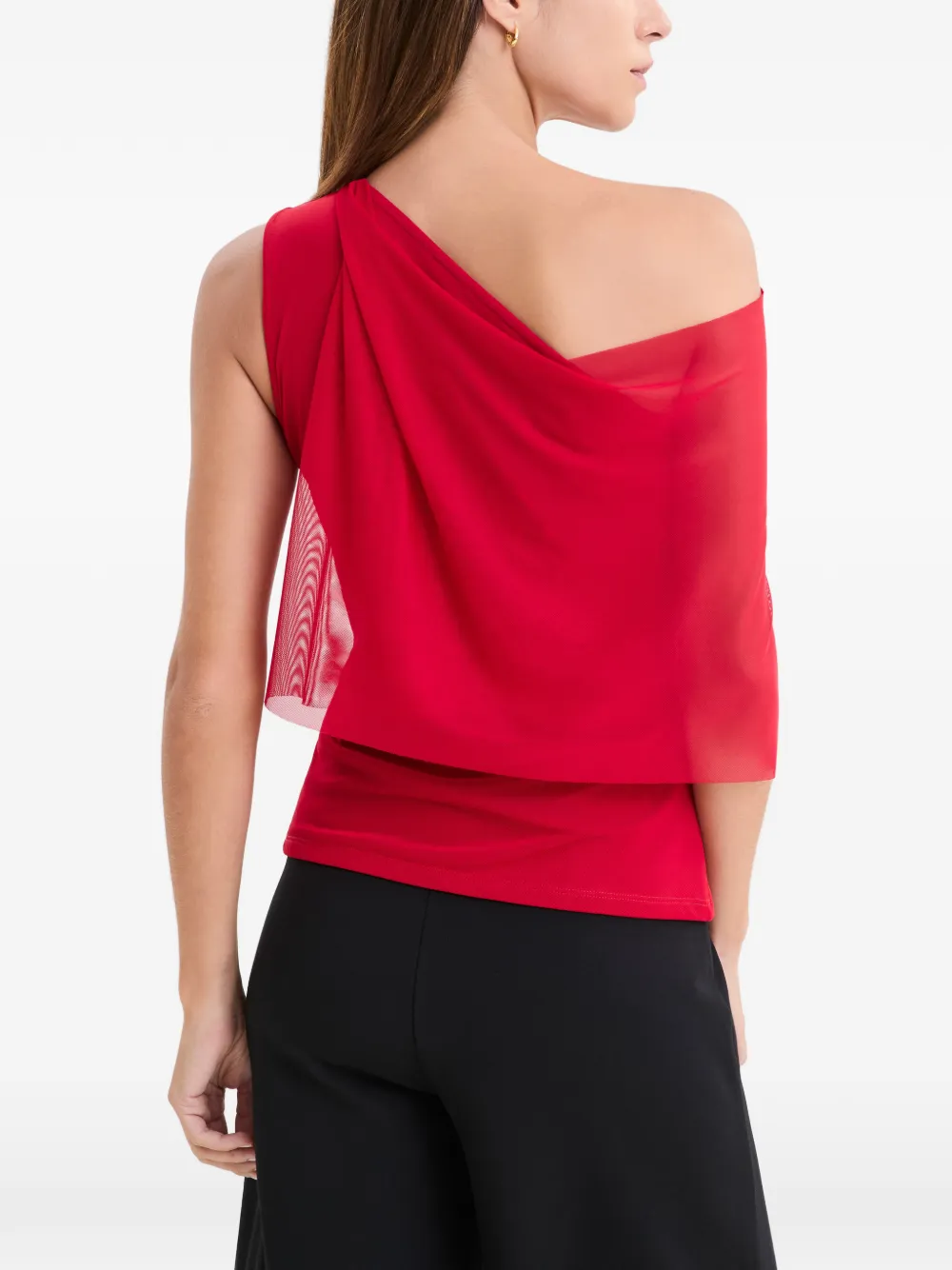 Marcella Zinnia one-shoulder draped blouse Rood