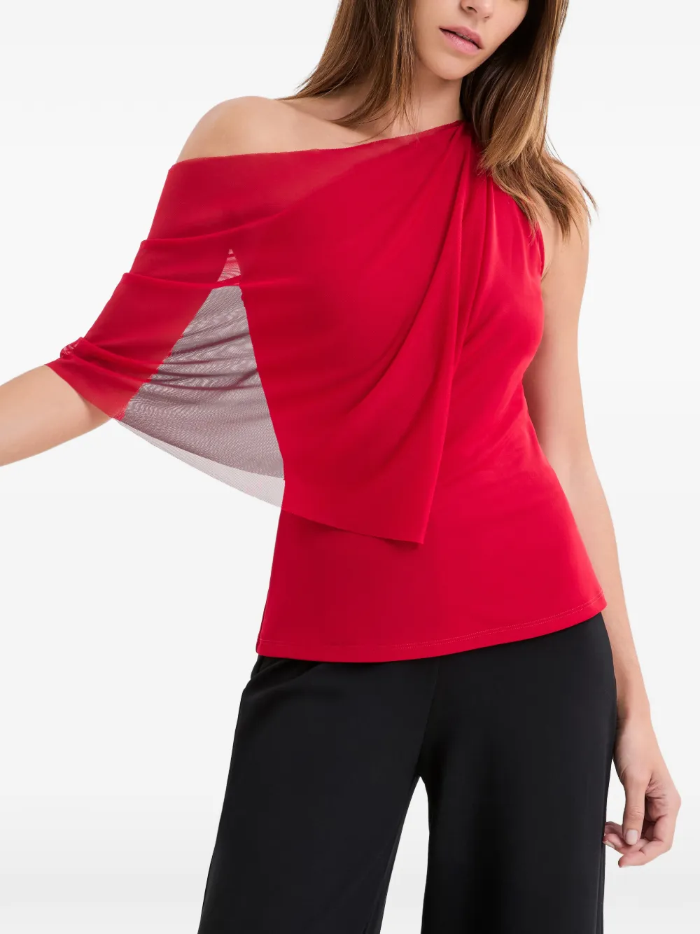 Marcella Zinnia one-shoulder draped blouse Rood