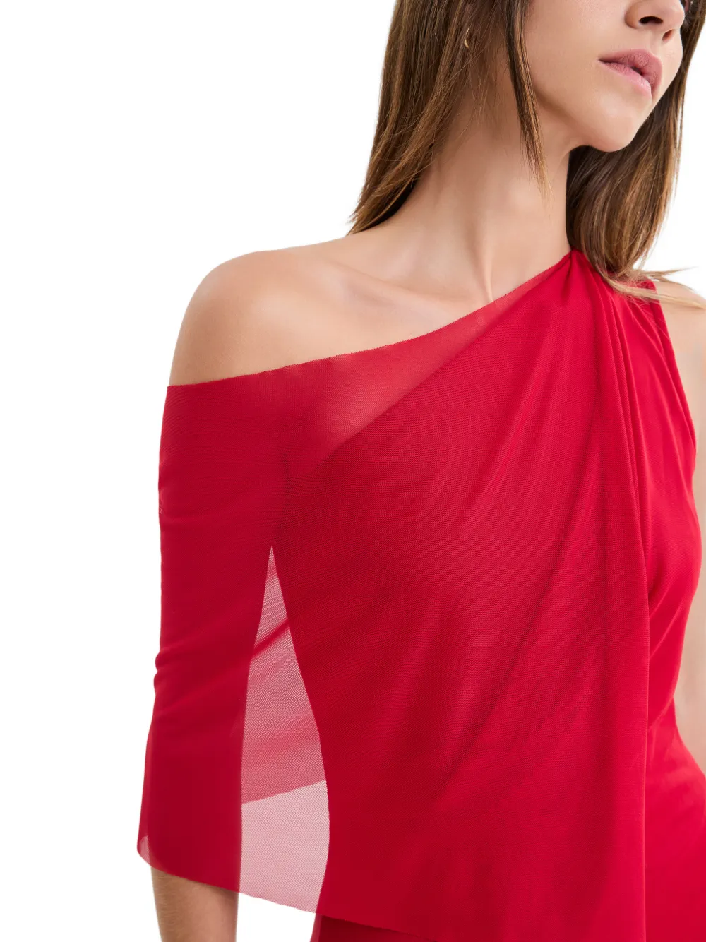 Marcella Zinnia one-shoulder draped blouse Rood