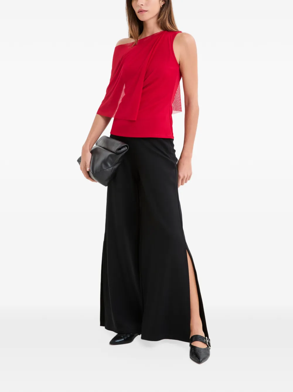 Marcella Zinnia one-shoulder draped blouse Rood