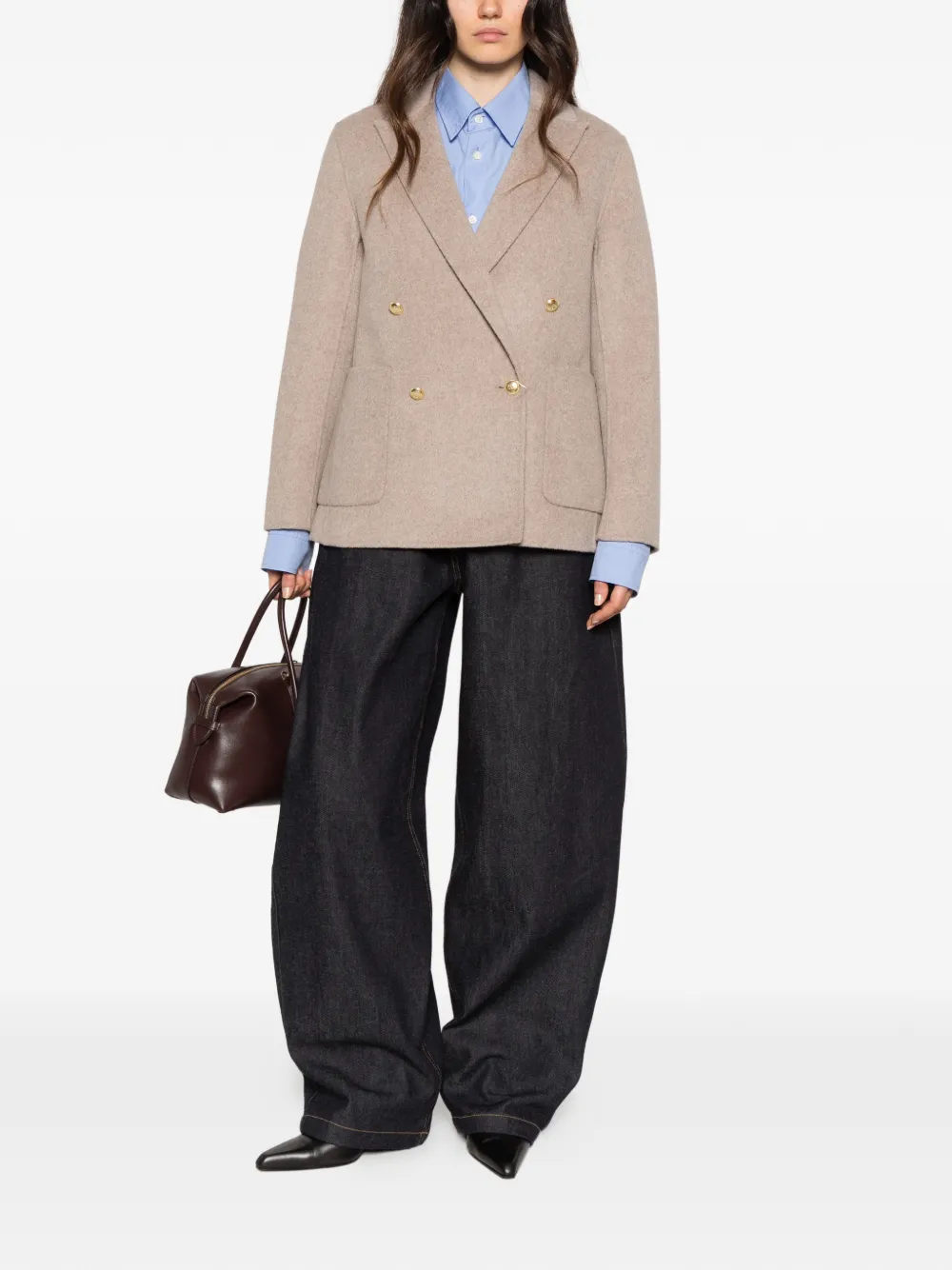 Gant double-breasted peak-lapels jacket Beige