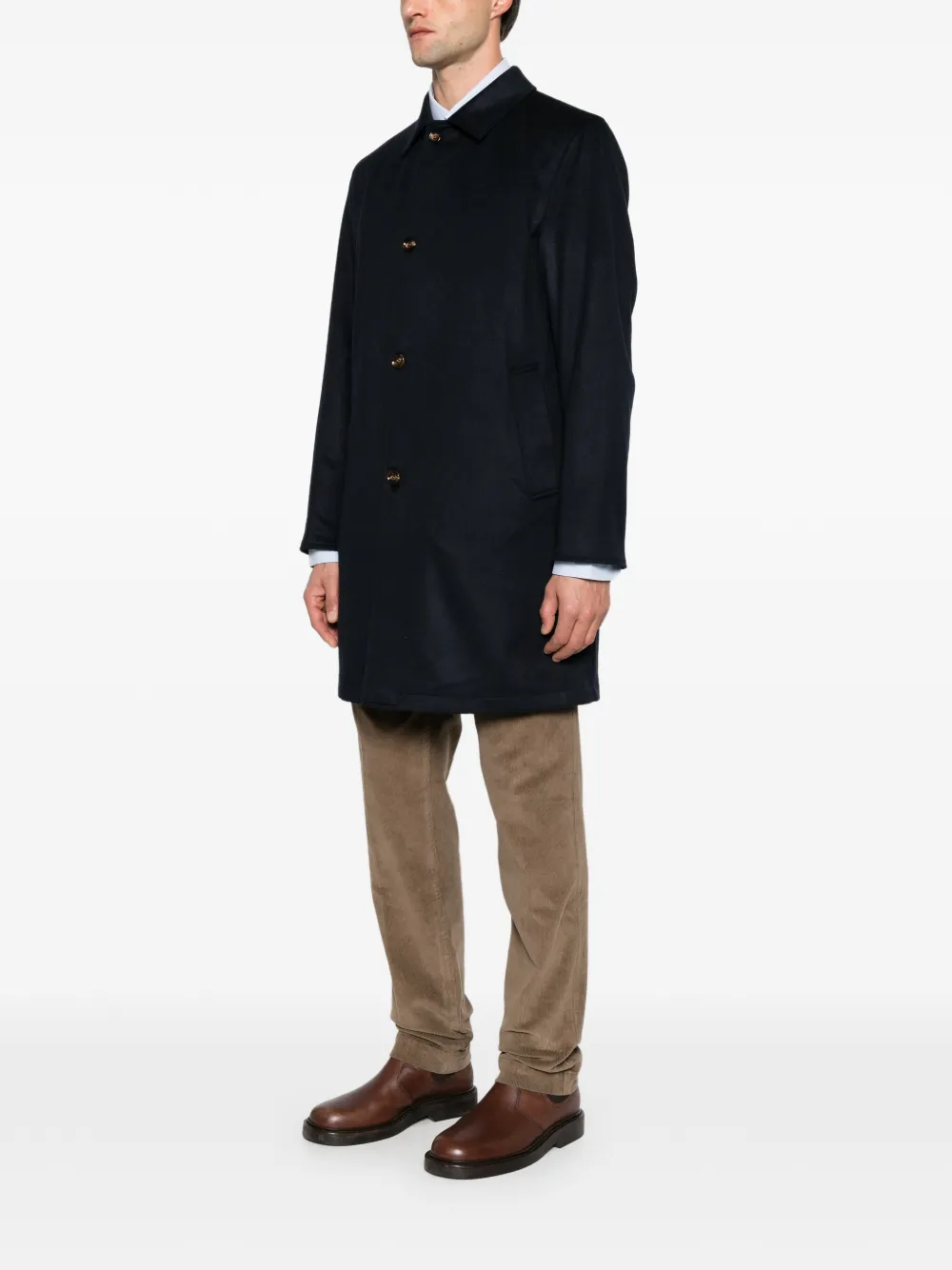 Kiton reversible single-breasted coat Blauw