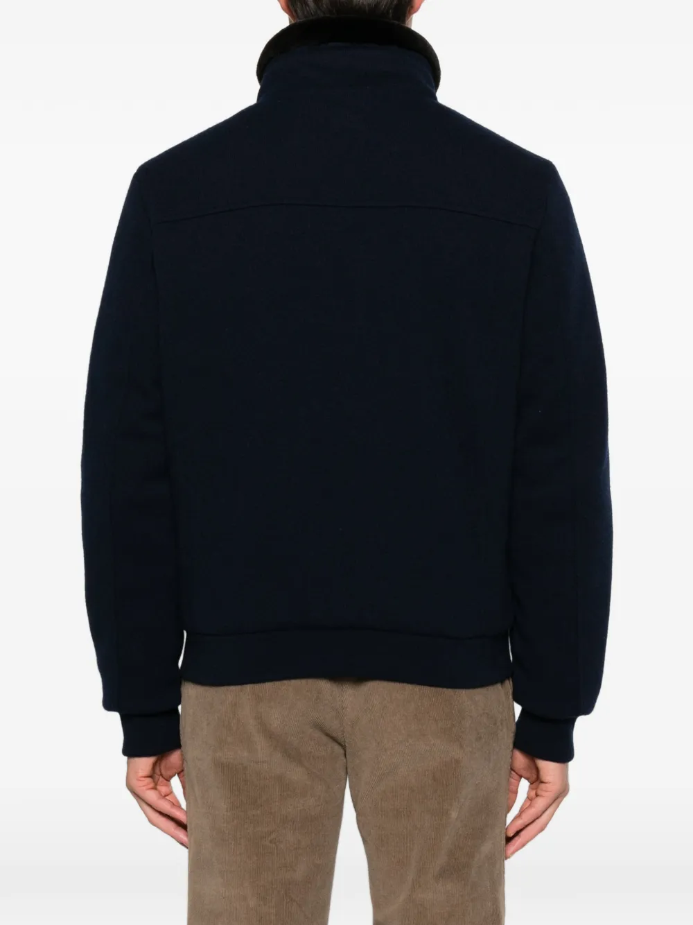 Moorer shearling-collar zip-up jacket Blauw