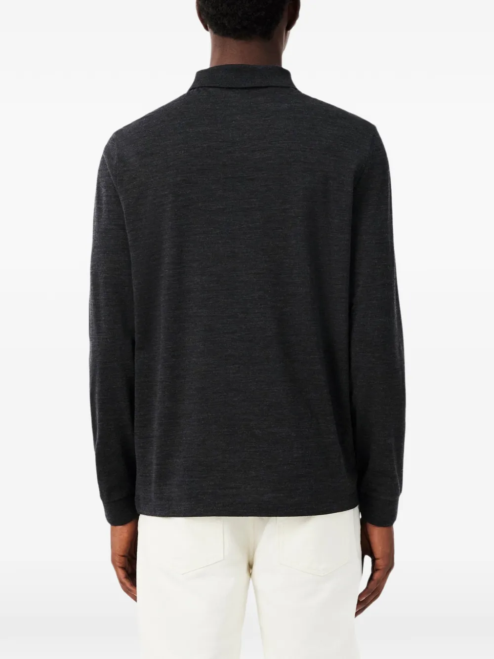 Lacoste regular fit long sleeved wool polo shirt Grijs