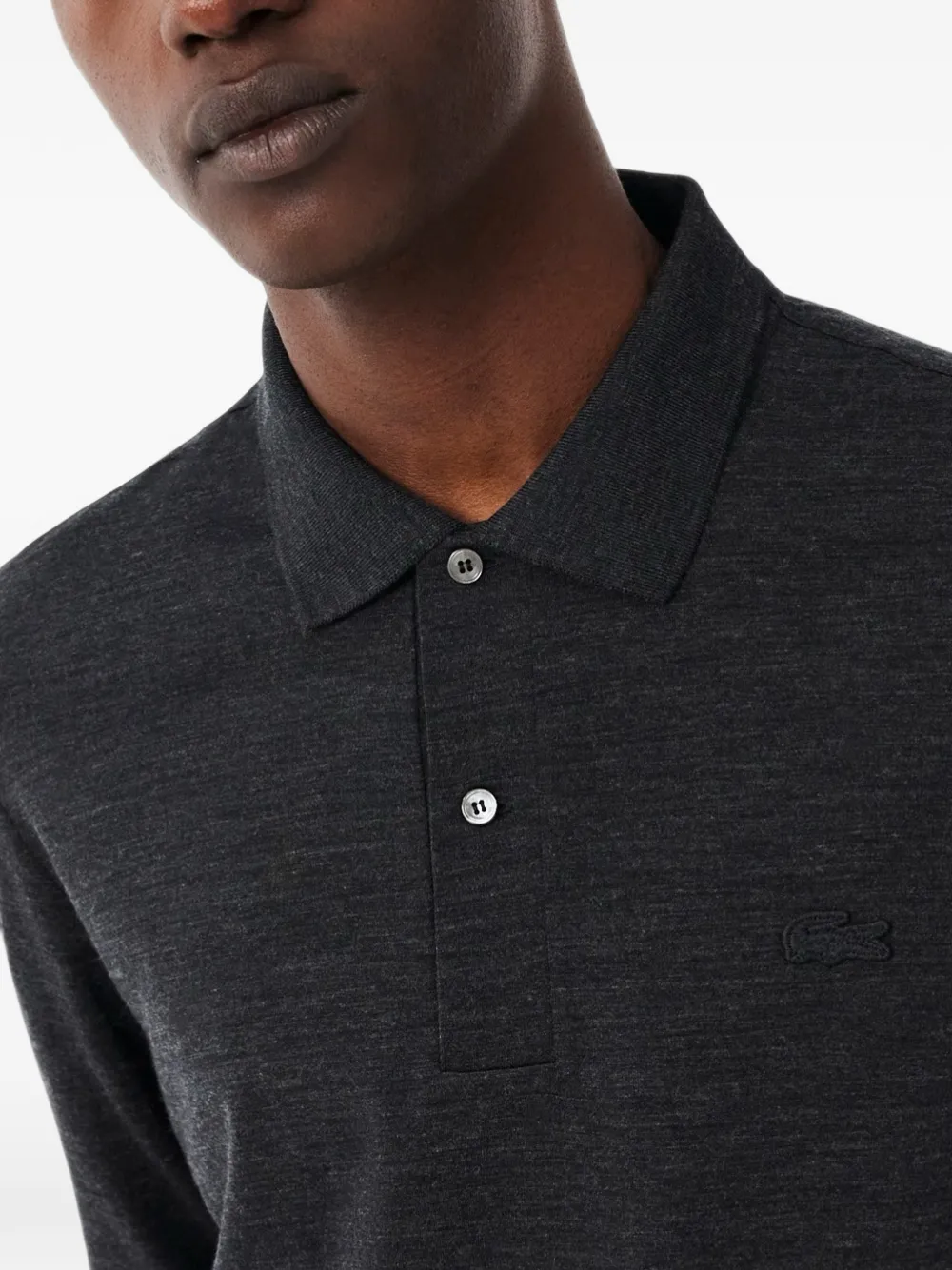 Lacoste regular fit long sleeved wool polo shirt Grijs