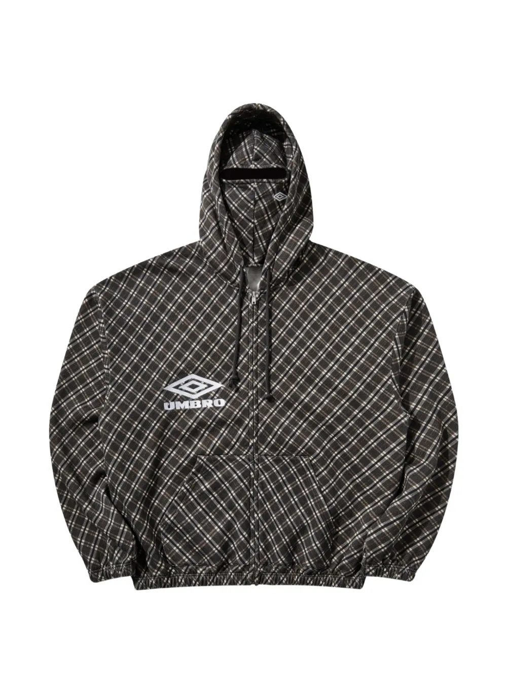 UMBRO x Slam Jam plaid-check masked hoodie - Brown