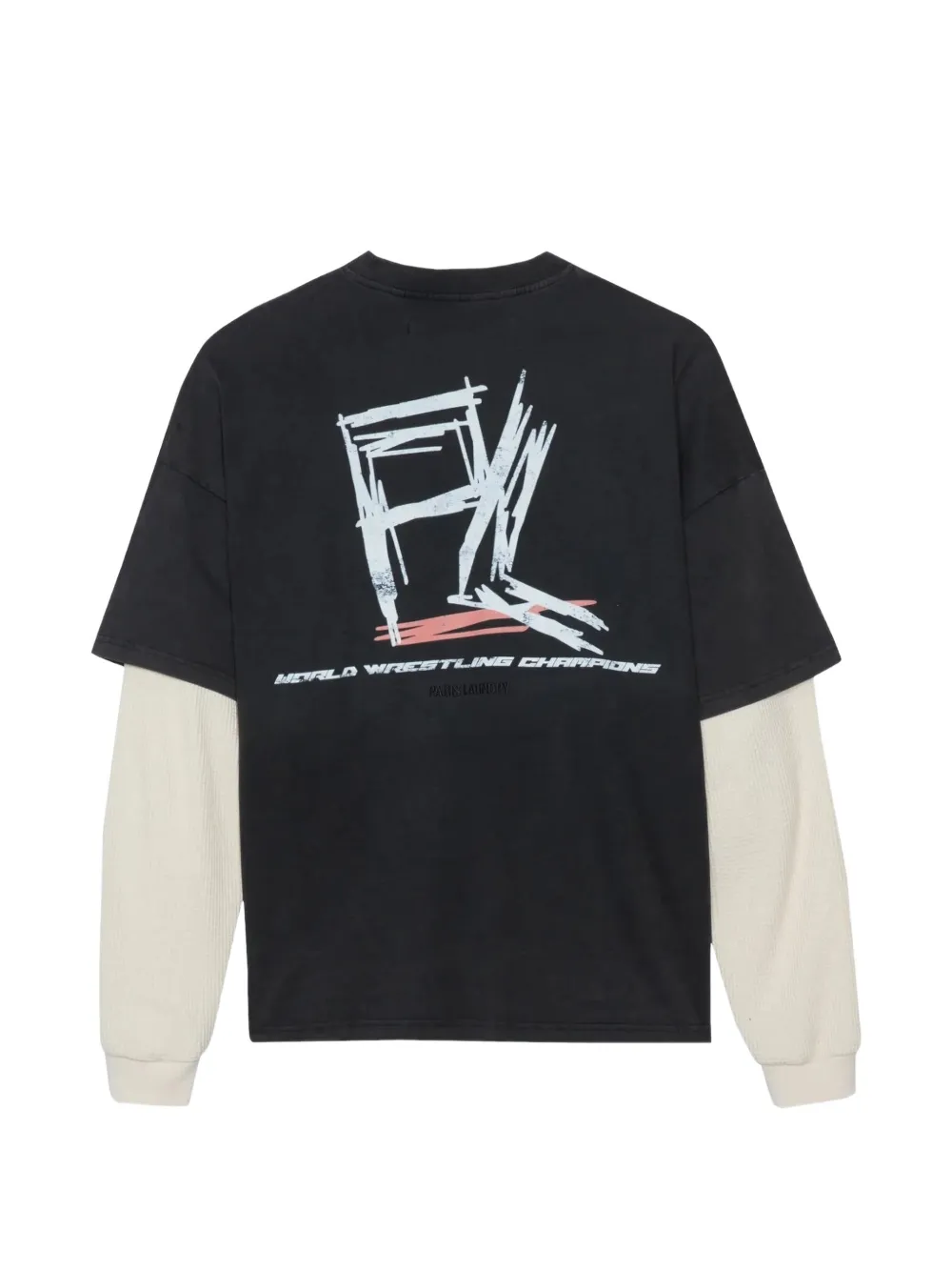 Paris Laundry Wrastler T-shirt met gelaagde mouwen Zwart